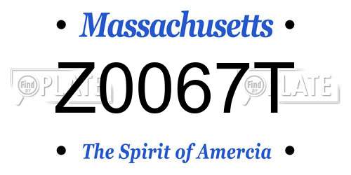 Z0067T Massachusetts License Plate