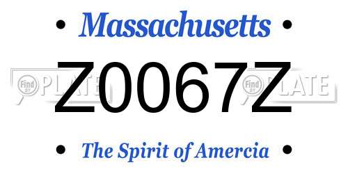 Z0067Z Massachusetts License Plate