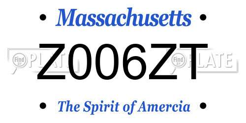 Z006ZT Massachusetts License Plate