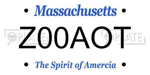 Z00AOT Massachusetts License Plate