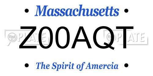 Z00AQT Massachusetts License Plate