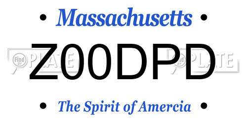 Z00DPD Massachusetts License Plate