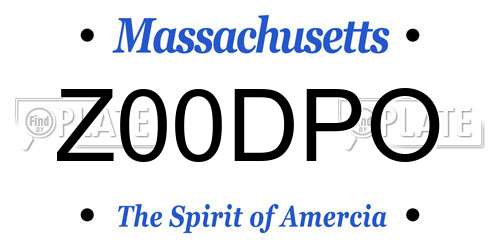 Z00DPO Massachusetts License Plate