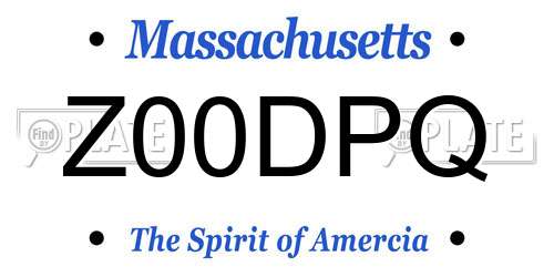 Z00DPQ Massachusetts License Plate