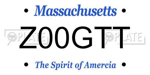 Z00GTT Massachusetts License Plate