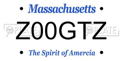 Z00GTZ Massachusetts License Plate