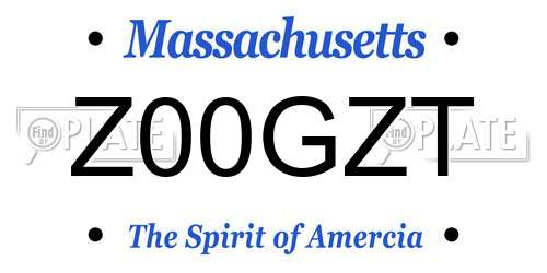 Z00GZT Massachusetts License Plate