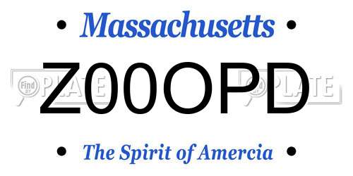 Z00OPD Massachusetts License Plate