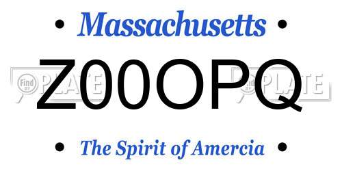 Z00OPQ Massachusetts License Plate