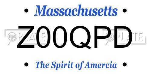 Z00QPD Massachusetts License Plate