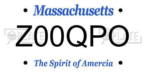 Z00QPO Massachusetts License Plate