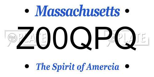 Z00QPQ Massachusetts License Plate