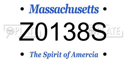 Z0138S Massachusetts License Plate