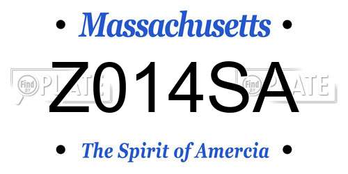 Z014SA Massachusetts License Plate