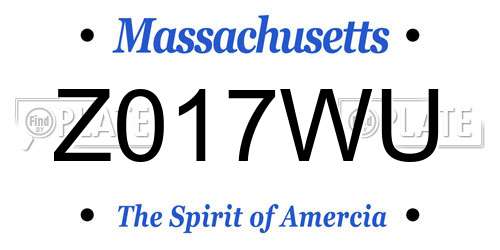 Z017WU Massachusetts License Plate