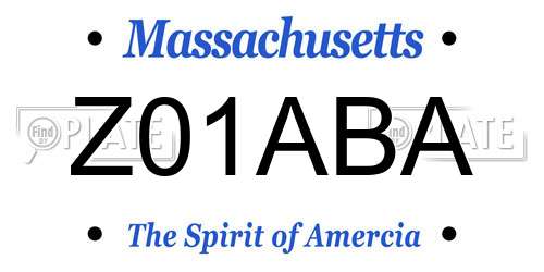 Z01ABA Massachusetts License Plate
