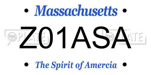Z01ASA Massachusetts License Plate