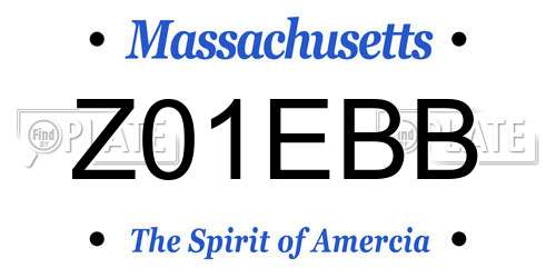 Z01EBB Massachusetts License Plate