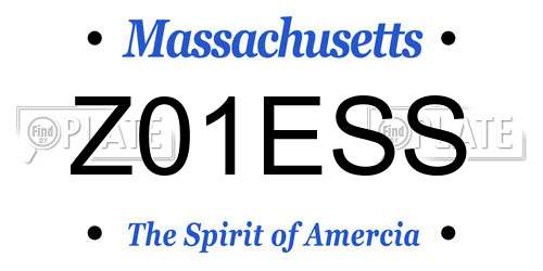 Z01ESS Massachusetts License Plate