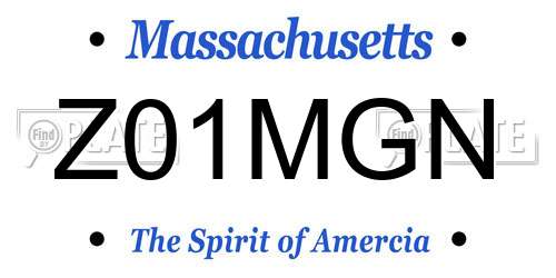 Z01MGN Massachusetts License Plate