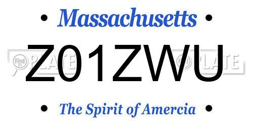 Z01ZWU Massachusetts License Plate