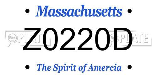 Z0220D Massachusetts License Plate