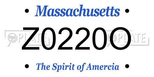 Z0220O Massachusetts License Plate
