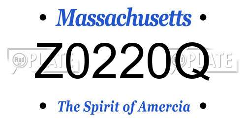 Z0220Q Massachusetts License Plate