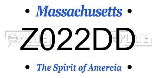 Z022DD Massachusetts License Plate