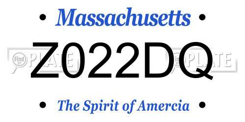 Z022DQ Massachusetts License Plate