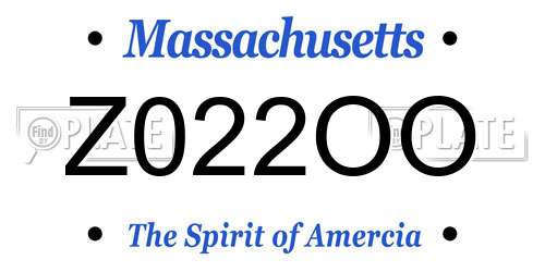 Z022OO Massachusetts License Plate