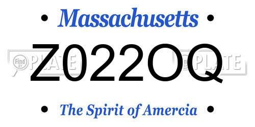 Z022OQ Massachusetts License Plate