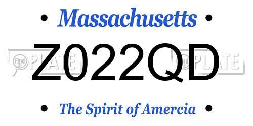 Z022QD Massachusetts License Plate