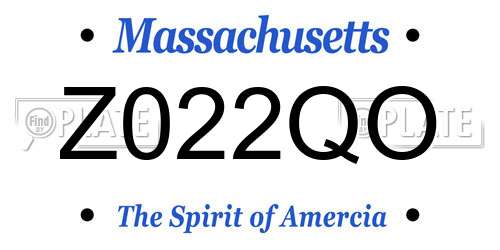 Z022QO Massachusetts License Plate