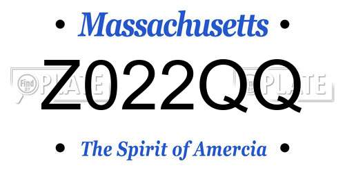 Z022QQ Massachusetts License Plate