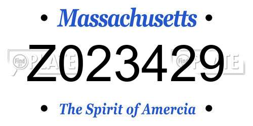 Z023429 Massachusetts License Plate
