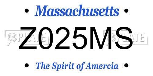 Z025MS Massachusetts License Plate