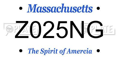Z025NG Massachusetts License Plate