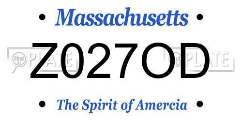 Z027OD Massachusetts License Plate