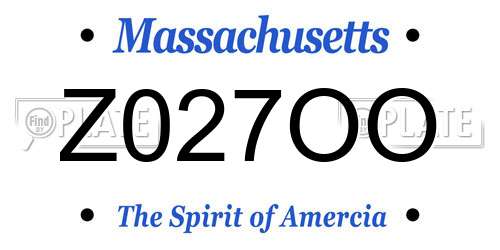 Z027OO Massachusetts License Plate