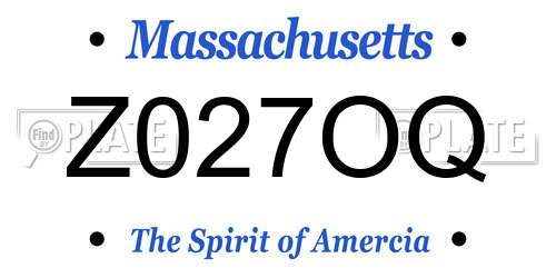 Z027OQ Massachusetts License Plate
