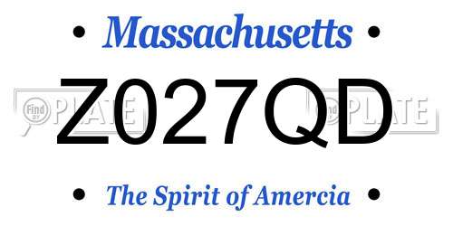 Z027QD Massachusetts License Plate