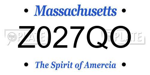 Z027QO Massachusetts License Plate