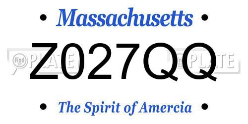 Z027QQ Massachusetts License Plate