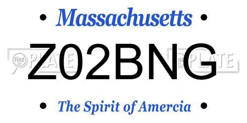 Z02BNG Massachusetts License Plate