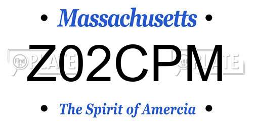 Z02CPM Massachusetts License Plate