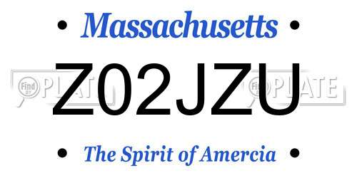 Z02JZU Massachusetts License Plate
