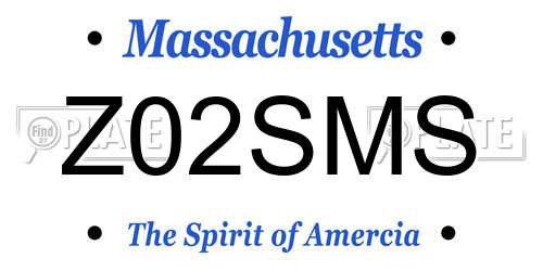 Z02SMS Massachusetts License Plate
