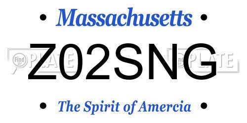 Z02SNG Massachusetts License Plate