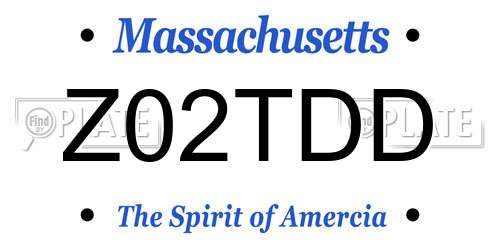 Z02TDD Massachusetts License Plate
